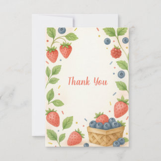 Rustic Strawberry Blueberry Baby Berry Sweet  Thank You Card