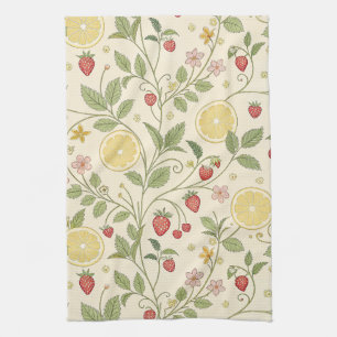 Rustic Strawberry & Citrus Earthy Pattern (1) Tea Towel