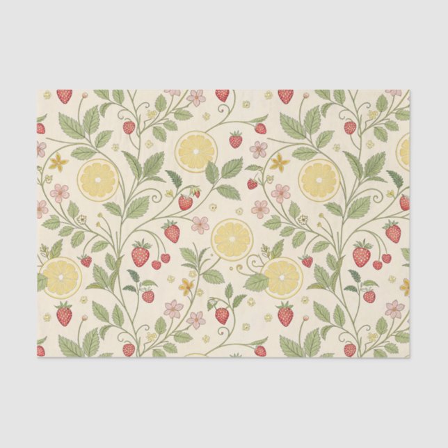 Rustic Strawberry & Citrus Earthy Pattern (1) Tissue Paper (Front)