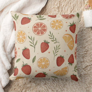 Rustic Strawberry & Citrus Earthy Pattern (2) Cushion