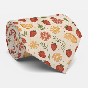 Rustic Strawberry & Citrus Earthy Pattern (2) Tie