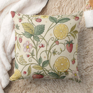Rustic Strawberry & Citrus Earthy Pattern (3) Cushion
