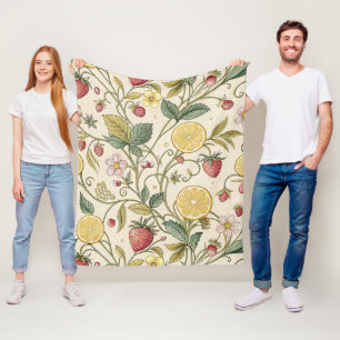 Rustic Strawberry & Citrus Earthy Pattern (3) Fleece Blanket