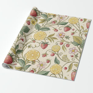 Rustic Strawberry & Citrus Earthy Pattern (3) Wrapping Paper