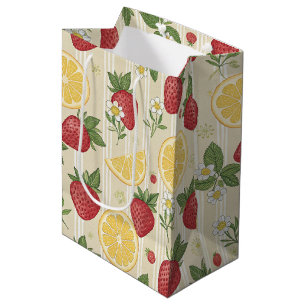 Rustic Strawberry & Citrus Earthy Pattern (4) Medium Gift Bag