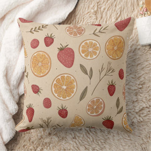Rustic Strawberry & Citrus Earthy Pattern (5) Cushion
