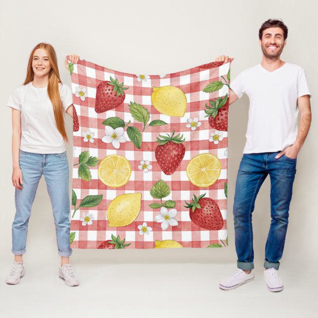Rustic Strawberry & Citrus Earthy Pattern (6) Fleece Blanket (In Situ)