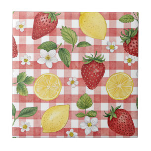 Rustic Strawberry & Citrus Earthy Pattern (6) Tile