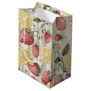 Rustic Strawberry & Citrus Earthy Pattern (8) Medium Gift Bag