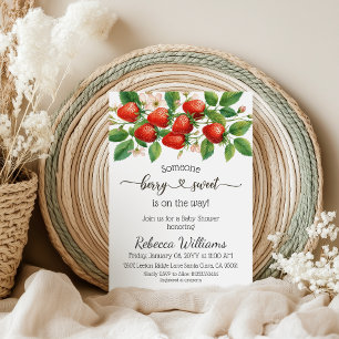 Rustic Strawberry Red Berry Sweet Baby Shower Invitation
