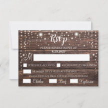 Rustic String Light RSVP Card - Customisable
