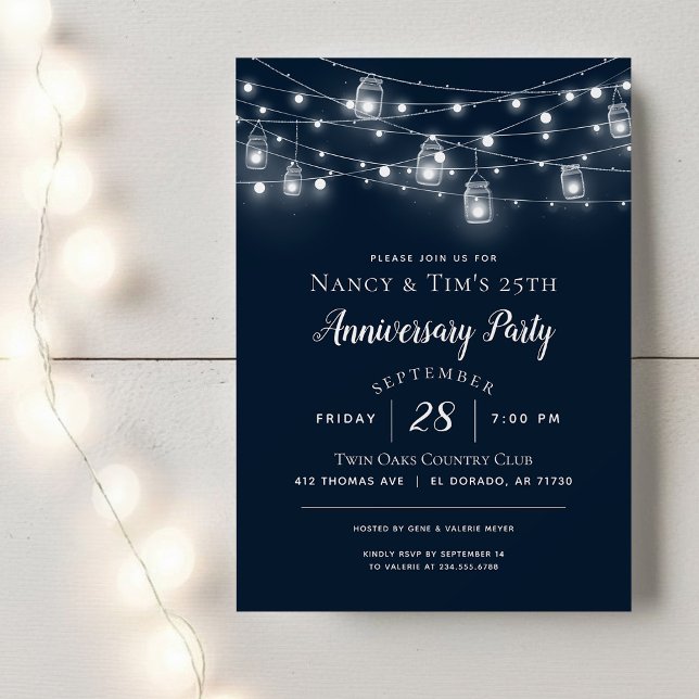 Rustic String Lights Anniversary Party Invitation (Creator Uploaded)