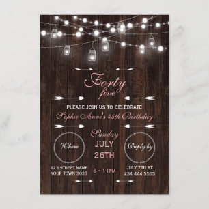 Rustic String Lights Barn Any Age Birthday Party Invitation