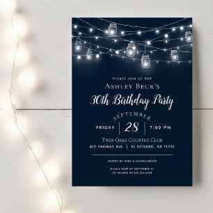 Rustic String Lights Birthday Party Invitation