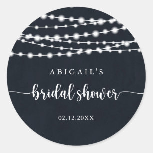 Rustic String Lights Bridal Shower Favour  Classic Round Sticker