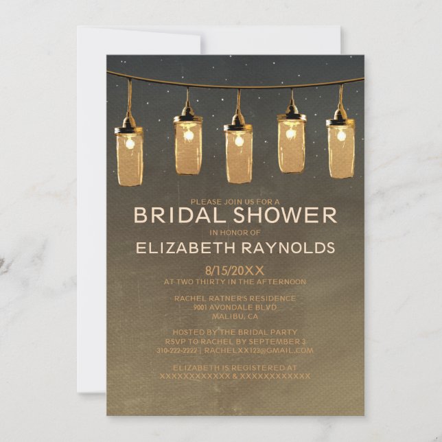Rustic String Lights Bridal Shower Invitations (Front)