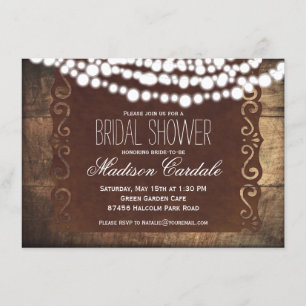 Rustic String Lights Bridal Shower Invitations