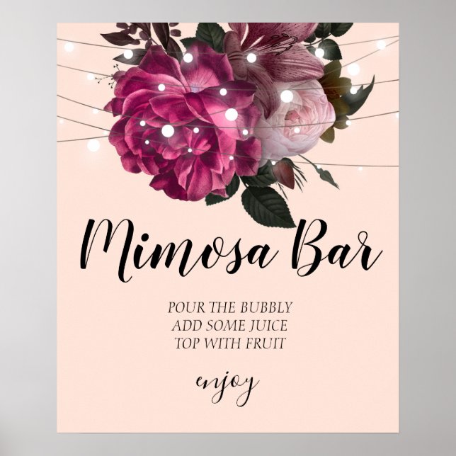  Rustic string lights bridal shower mimosa bar   P Poster (Front)