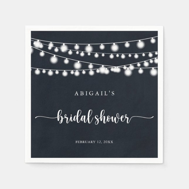 Rustic String Lights Bridal Shower Napkins (Front)