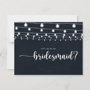 Rustic String Lights Bridesmaid Proposal Note Card