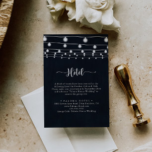 Rustic String Lights Calligraphy Hotel  Enclosure Card