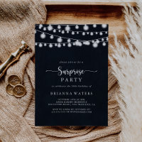 Rustic String Lights Calligraphy Surprise Party 