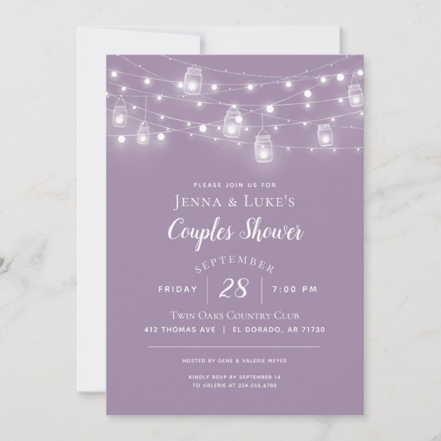 Rustic String Lights Couples Shower Invitation (Front)