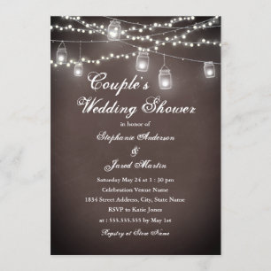 Rustic String Lights Couples Wedding Shower Invitation