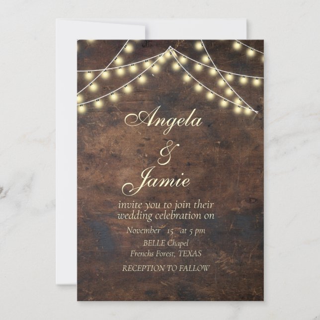  rustic string lights elegant WEDDING Invitation (Front)