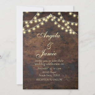  rustic string lights elegant WEDDING Invitation