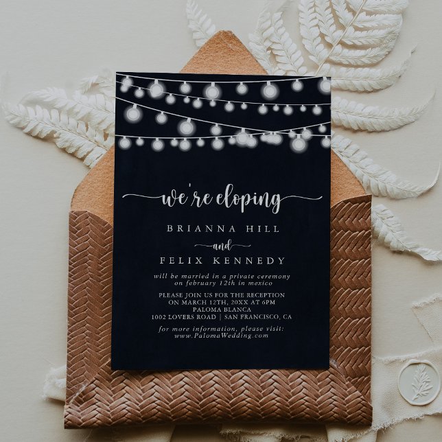 Rustic String Lights Elopement Reception  Invitation (Creator Uploaded)