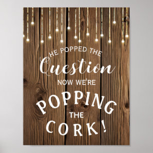 Rustic String  lights ENGAGEMENT Announcement sign