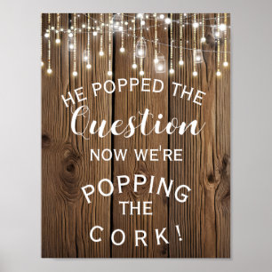 Rustic String  lights ENGAGEMENT Announcement sign