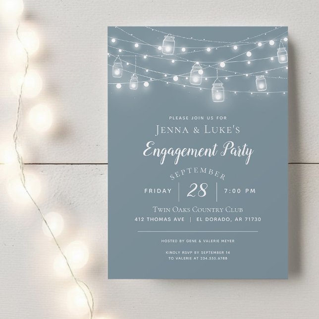 Rustic String Lights Engagement Party Invitation (Creator Uploaded)