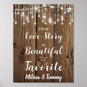 Rustic String lights Every Love story is..wedding Poster
