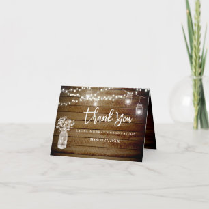 Rustic String Lights Graduation Thank You Card
