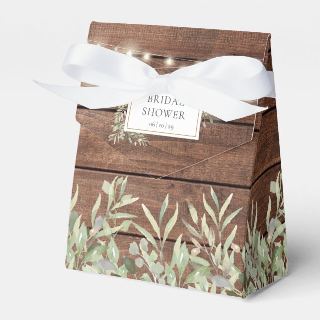 Rustic String Lights Greenery Bridal Shower Favour Box (Front Side)