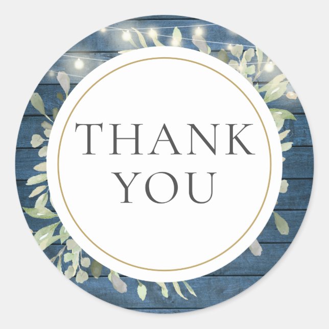 Rustic String Lights Greenery Bridal Shower Favour Classic Round Sticker (Front)