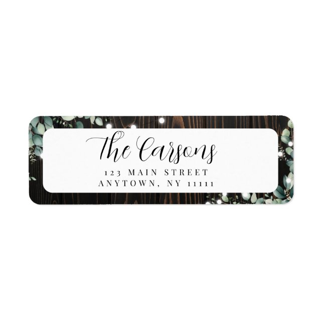 Rustic String Lights Greenery Return Address Label (Front)