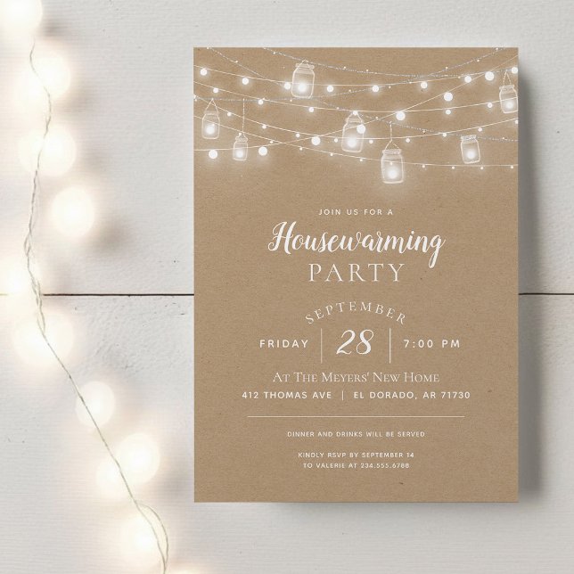 Rustic String Lights Housewarming Party Invitation (Creator Uploaded)