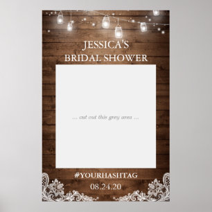 Rustic String Lights Lace Bridal Shower Photo Prop Poster