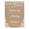 Rustic String Lights Lace Burlap Wedding Sign