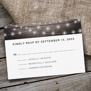 Rustic String Lights Lavender RSVP Card