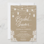 Rustic String Lights LGBTQ Bridal Shower Invitatio Invitation<br><div class="desc">This beautiful kraft paper LGBTQ bridal shower invitation is chic and trendy yet rustic and vintage. It features string lights and mason jars with white lace. It is elegant and modern and the white font simply pops. It is unique and easy to read. To make this gorgeous invitation your own...</div>