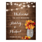 Rustic String Lights Mason Jar Fall Wedding Sign