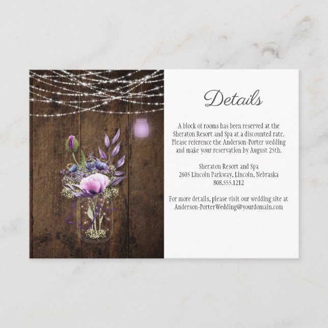 Rustic String Lights Mason Jar Violet Enclosure (Front)