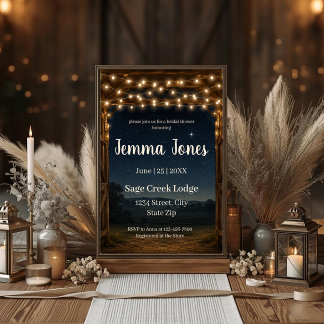 Rustic String Lights Night Sky Bridal Shower Invitation