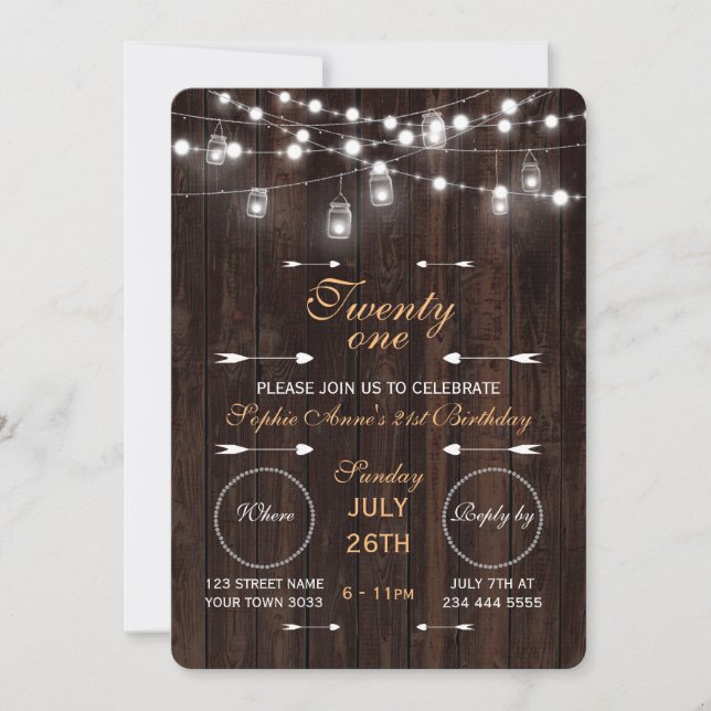 Rustic String Lights Old Barn Birthday Party Invitation (Front)