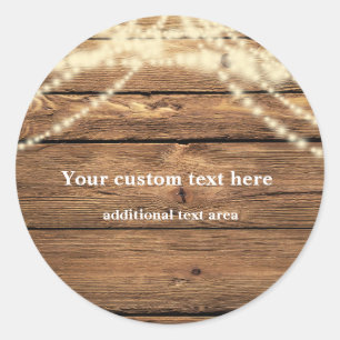 Rustic String Lights on Wood Elegant Sticker