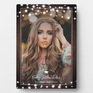 Rustic String Lights Photo Graduation Keepsake Plaque